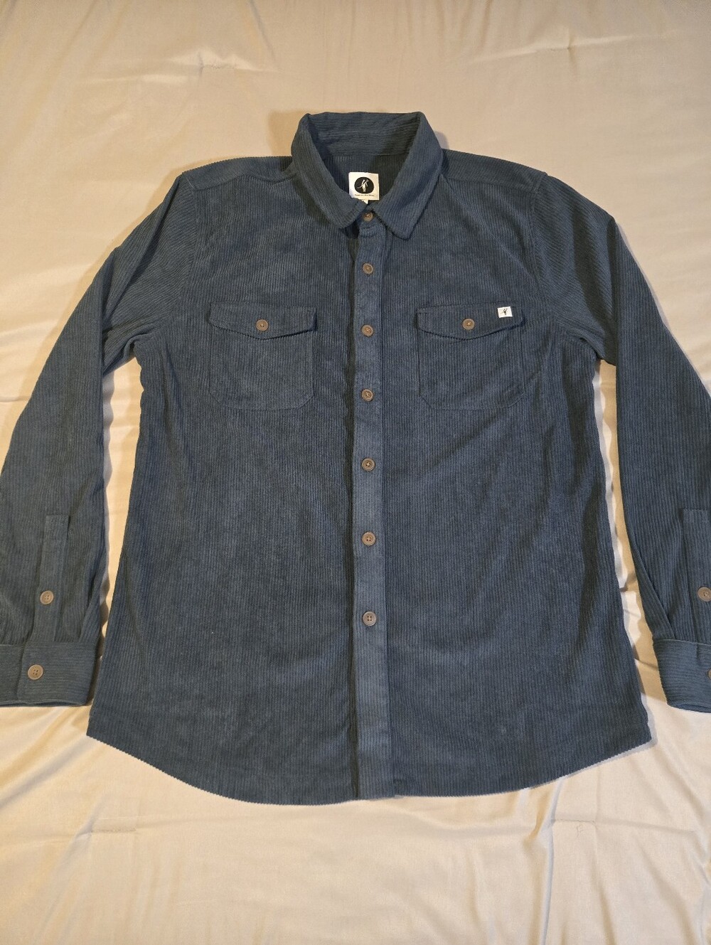 Toes on the Nose Men’s Corduroy Button Down Shirt Blue Large